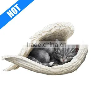 Customized Black Cat Decorative Painted Resin Wing Angel Figurine thumbnail-1
