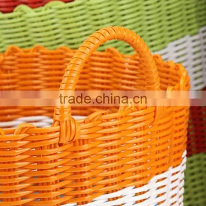 Wholesale 2-handles Bright Mix Colors Plastic Weave Dirty Clothes Basket thumbnail-4