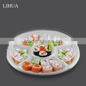 6 Compartments Disposable Plastic Round Food Container Box for Salad,Fruit,Sushi,Drysaltery and Dessert Packaging thumbnail-1