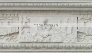French Style White Marble Fireplace Mantel With Statue thumbnail-2