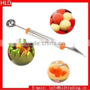 Factory Wholesale 2 in 1 Stainless Steel Fruit Carving Knife Melon Baller thumbnail-1