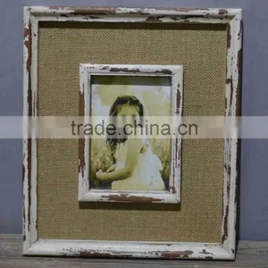 Decorative Linen Fabric Wooden Picture Photo Frame With Antique Limitation thumbnail-2
