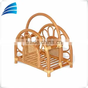 Rattan Wicker Magazine Newspaper Rack Holder With Handle thumbnail-1