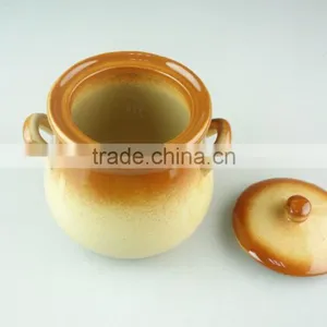 Glaze Round Ceramic Tureen, Casserole With Clear Ceramic Lid,double Ear Tureens thumbnail-2