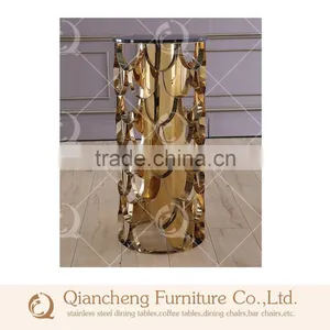 Golden Color Metal Flower Stand Pergola With Marble Top thumbnail-2