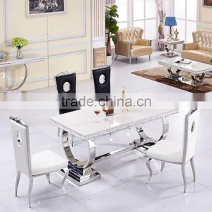 Modern Dining Table White Marble Table Rectangle Table thumbnail-1