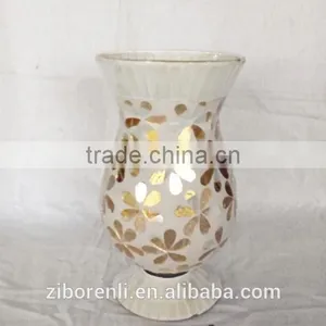 Different Shapes Golden Mosaic Glass Floral Vase thumbnail-2