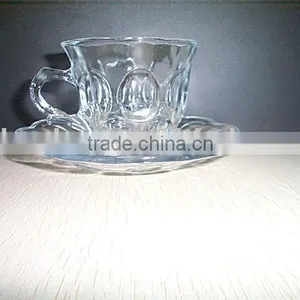 Engraved Glass Cup and Saucer thumbnail-1