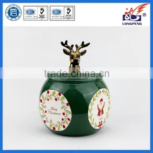 Ceramic Jar With Stag Lid,Vintage Stag Ceramic Kitchen Tea Coffee Sugar Wedding Sweet Candy Storage Jars thumbnail-1