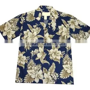 100% Cotton Bule Hawaiian Soft Collar Short Sleeve Shirts thumbnail-1