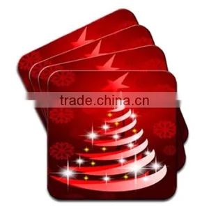 2017 Wood Red Modern Art Christmas Tree With Snowflake Coaster Made in China thumbnail-1