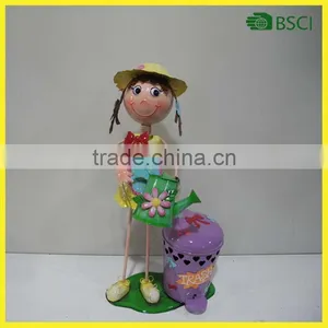 Metal Beautiful Girl Foot Pedal Dustbin Decoration thumbnail-1