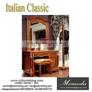 YB29 Antique Dressing Makeup Table Wooden Dresser Set Drawer Dressing Table With Mirror Stool thumbnail-1