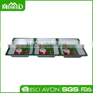 Jolly Old Saint Nicholas Printed Melamine 3 Section Dishes, Christmas Banquet Chips Bowl thumbnail-1