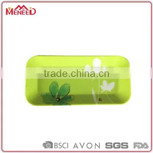 OEM Accepted Fancy Green Rectangular Floral All Over Print Melamine Tea/drink/juice Serving Small Plastic Trays thumbnail-1