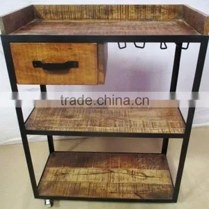 Wooden Iron Furniture 1 Drawer Book Shelf thumbnail-1