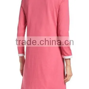 Ladies Sleepwear Nightwear Women Comfy Cotton Blend Crewneck Three-quarter Sleeves Sleep Shirt Nightshirt Cotton Dress thumbnail-4
