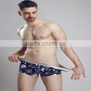 Factory Wholesale Custom Men's Skull Sexy Ice Silk Seamles Boxer Brief thumbnail-2