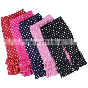 Kids Girls Polka Dot Pants Girls Triple Ruffle Leggings Cotton Full Length Fall Pants thumbnail-6