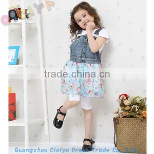 2014 Jeans-mixed Fashion Girl Dress 3pcs Set in Stock Flower Girl Dress thumbnail-1