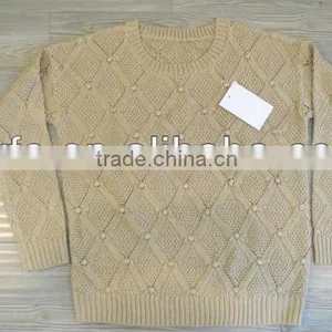 Twill Lattice Pattern Design 100% Acrylic Pullover Knitted Sweater thumbnail-1