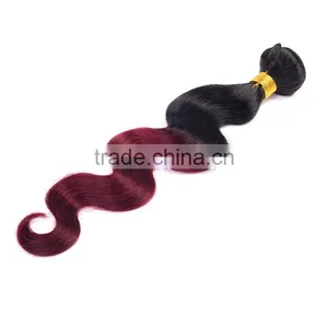 Wholesale Cheap Ombre Peruvian Hair Weave Bundle Burgundy 1B 99J Peruvian Body Wave Red Ombre Hair Extension thumbnail-3
