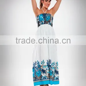Women's Cotton Printed Long Tube Dress thumbnail-1