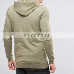 Longline Muscle Fit Hoodie With Side Zips thumbnail-2