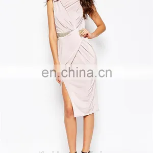 Latest Women Clothing Low V-back Sleeveless Bodycon Dress With Embellished Waist thumbnail-4