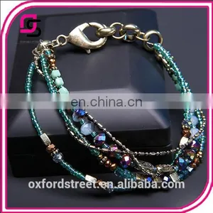 European Retro Fashion Multilayer Glass Bead Alloy Antique Bronze Bracelet thumbnail-2