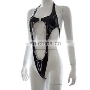 Black Fetish Bodysuit Clubwear Sexy Costume Latex Catsuit Manufacturer thumbnail-2