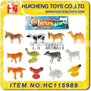 Vivid 12pcs Non-taxic PVC Plastic 1.5 Inch 3D Fame Animal Set Small Promotion Gift Toys EN71 thumbnail-1