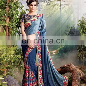 Embroidery Machine Work Designer Saree thumbnail-1