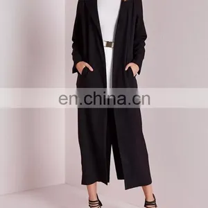 China Factory Custom Fashionable Women Black Color Long Style Wool Coat Women Warn Winter Coat thumbnail-6