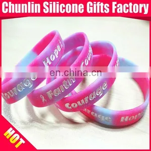 Debossed With Color Filled Glitter Silicone Bracelet for Ladies thumbnail-1