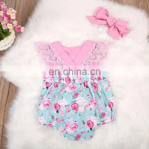 Organic Baby Clothes Rose Baby Romper Floral Ruffle Baby Gift Set thumbnail-3