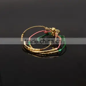 2016 Custom Design Colorful Leather Silver or Gold Plated Brass Bracelet thumbnail-6
