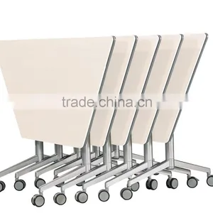 Moveable Wheel Folding Table Meeting Desk Special Shape for Sale HD04A2-E thumbnail-1