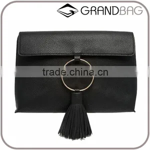 Guangzhou Supplier Cowhide Leather Tassel Clutch Bag Handbag Ladies Hand Bag thumbnail-1