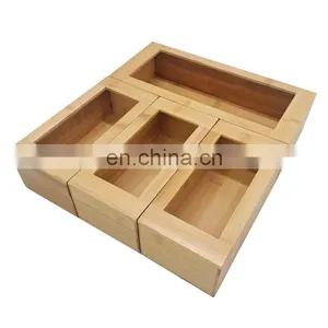 Natural Bamboo Ziplock Bag Organizer Clear Drawer Storage Box Openable Top Lids/ziplock Bag Storage Organizer 4 Pieces thumbnail-1