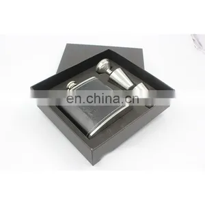Wholesale Personalized Logo Liquor Glass Gift Set Custom Black Stainless Steel Whiskey Hip Flasks thumbnail-3