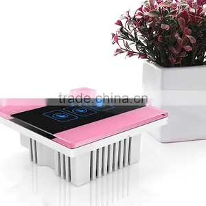 Pink 3 Gang Crystal Glass Panel WIFI Smart Light Controlled Power Remote Switch thumbnail-1