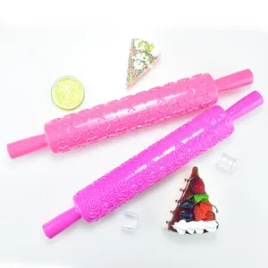 Plastic Pattern Cookie Rolling Pin Multi-functional Home DIY Cake Fondant Decorating Embossed Baking Tool thumbnail-4