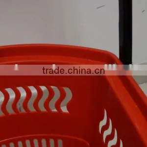 Plastic Shopping Basket With Wheels Shopping Rolling Basket With Wheels thumbnail-3