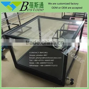 Lockable Clear White Tempered Glass Storage Box With Lid thumbnail-1