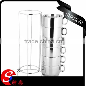 New Product Glass Modern Coffe Tea Sets Double Wall Vacuum Insulated Stainless Steel Turkish Coffee Cups With 7pcs Set thumbnail-1