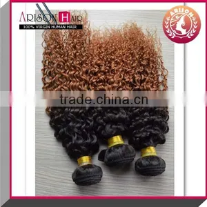 Factory Direct Sale 16 18 20 Inch Two Tone Ombre Colored Hair Weave Bundles With Closure thumbnail-3