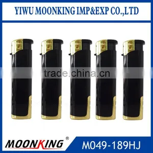 Wholesale Black Color Windproof Electronic Lighter, Refillable Cigarette Lighter With Led thumbnail-1
