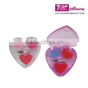 Unique 3 Color Heart Shape Transparent Cap Lipgloss Lipbaml for Kids thumbnail-1