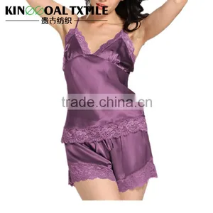 100% Pure Silk Pajama Luxurious Solid Color Silk Sleepwear Women thumbnail-1